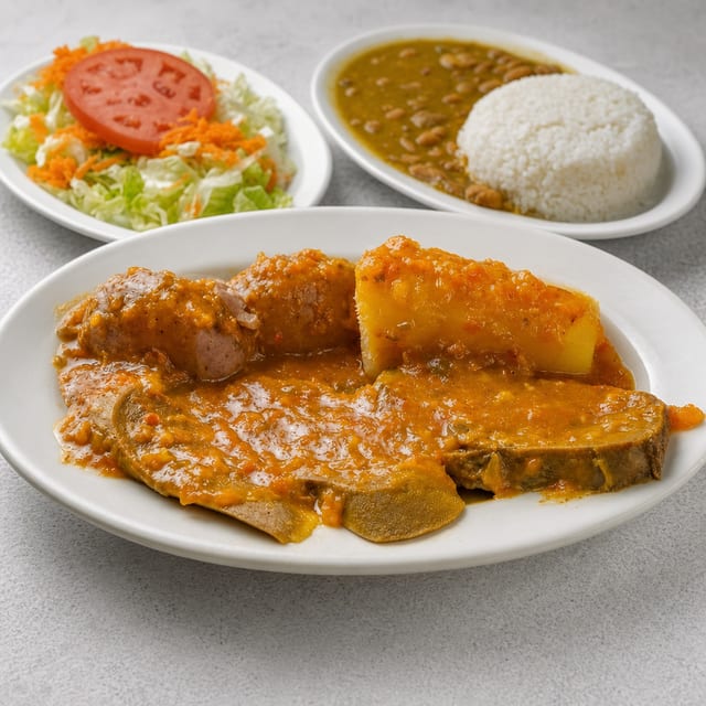 Lengua En Salsa / Steamed Beef Tongue with Creole Sauce.