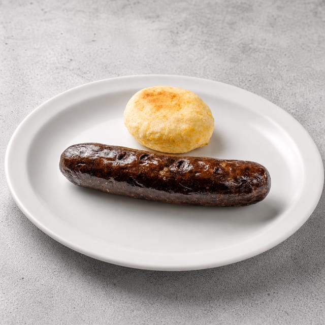 Morcilla Con Arepa / Colombian Blood Sausage.