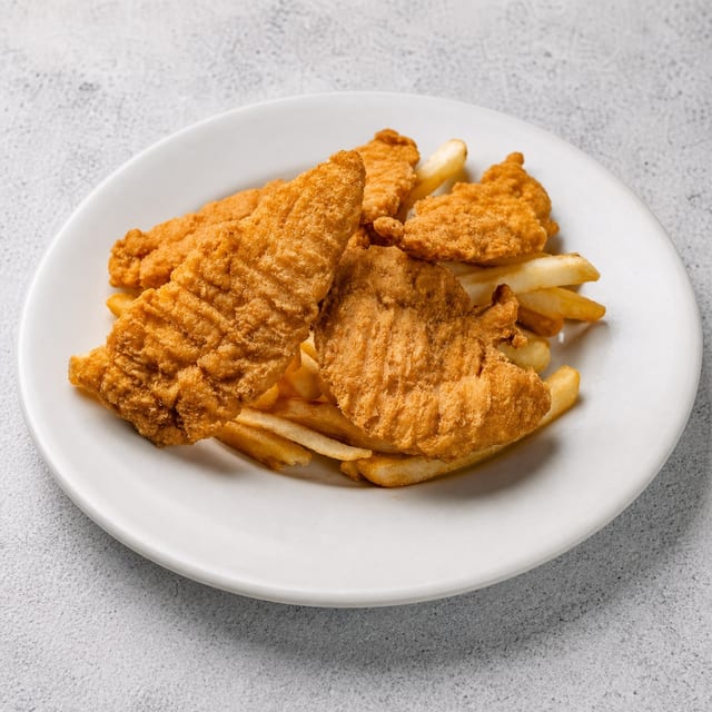 Deditos De Pollo Con Papas Fritas / Chicken Tenders with French Fries.