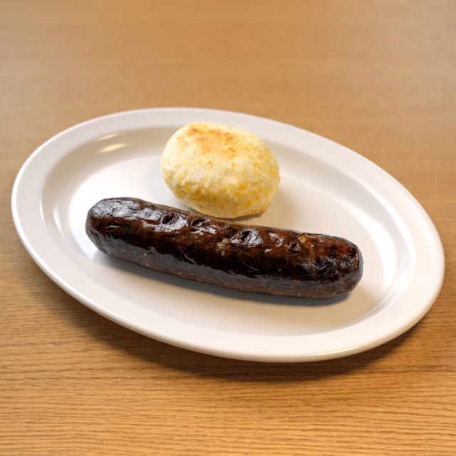 Morcilla Con Arepa / Colombian Blood Sausage.