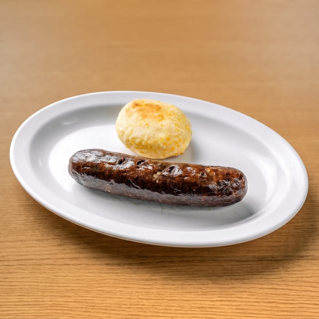 Morcilla Con Arepa / Colombian Blood Sausage.