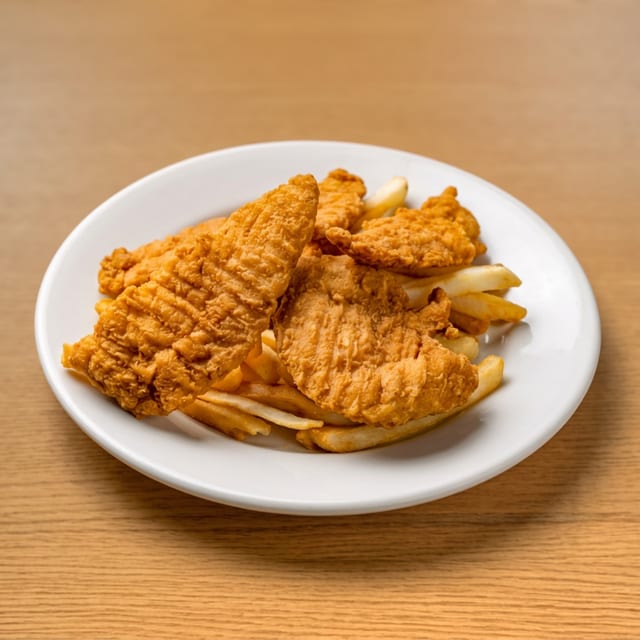 Deditos De Pollo Con Papas Fritas / Chicken Tenders with French Fries.