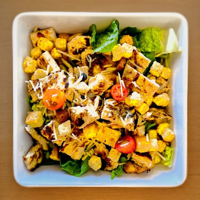 Ensalada César De Pollo a La Plancha / Grilled Chicken Caesar Salad.
