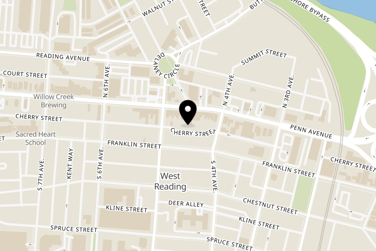 Map showing the location of Los Arrieros Restaurant West Reading on 428 Penn Avenue in West Reading